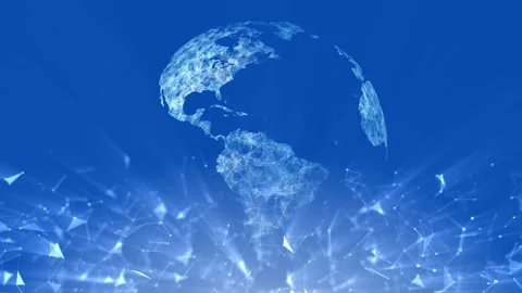 Looping digital artistic 3d earth globe technology network Video stock 334077402