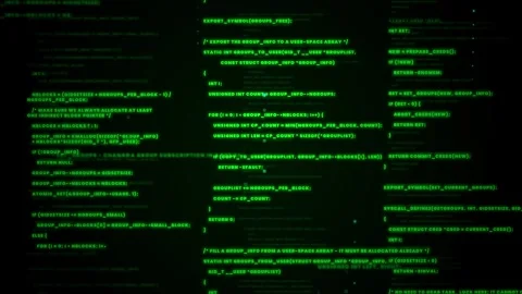Looping Digital Binary Code and Data Flowing on a Screen with Glitch Effect. Stock Footage 317302763