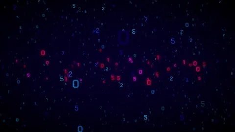Looping Digital Binary Code and Numbers with Red and Blue Glitches. Stock Footage 317302768
