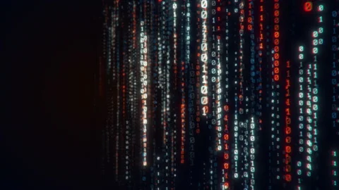 Looping Digital binary data, streaming code matrix background. concept Stock Footage 147407686