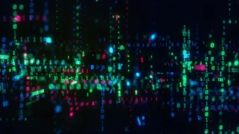 Looping Digital binary data, streaming code matrix background. concept Stock Footage 147460079