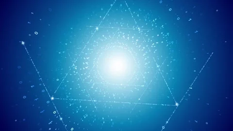 Looping digital binary data triangle network cyberspace Stock Footage 337367436