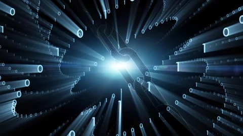 Looping digital business blockchain chain data animation Stock Footage 337368157