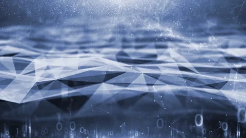 Looping digital computer wavy network with data motion Stock Footage 337248628