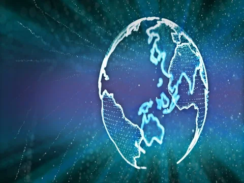 Looping digital earth in 3D spinning in cyberspace Stock Footage 72716287