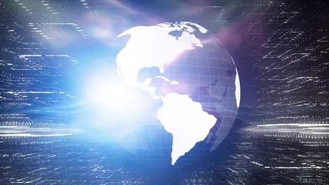 Looping digital earth cyberspace technology network 動画素材 334077343