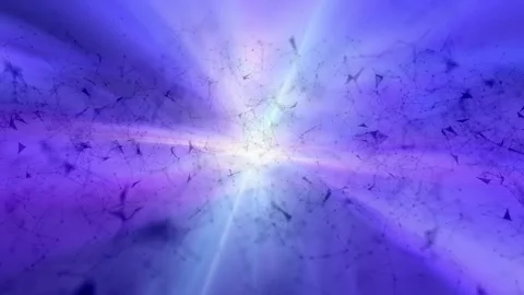 Looping digital lines triange shapes on bright blurred background Stock Footage 341435941