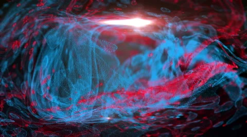 Looping Digital Liquid Red and Blue Stock Footage 53787177