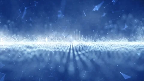 Looping digital network lines waves and dots cyberspace background Stock Footage 337658292