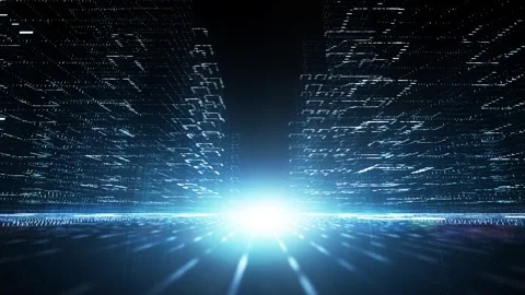 Looping digital shiny technology cityscape Stock Footage 337190056