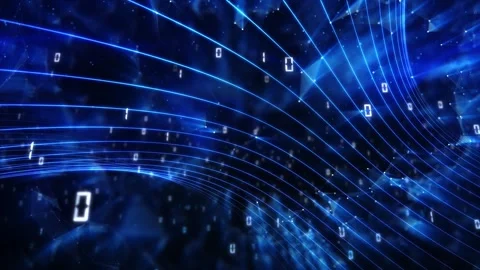 Looping digital technology network lines with binary code animation Stock Footage 338408374