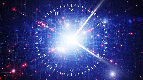 Looping digital technology network with time clock animation Stock Footage 338408562