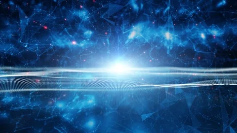Looping digital waves lines glow dots technology network Stock Footage 334805526