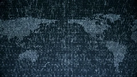 Looping Digital World Map of Binary Code and Numbers Background. Video stock 324847693