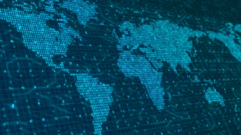 Looping Digital World Map of Binary Code and Numbers Background Animation Stock Footage 324848044