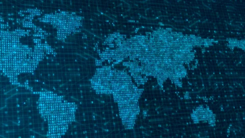 Looping Digital World Map of Binary Code and Numbers Background Animation Stock Footage 324848049