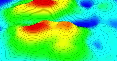 Looping display screen: topographic contour map.  Stock Footage 77766800
