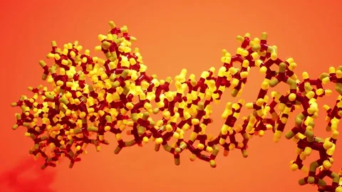 A Looping DNA strand rotating in distance on orange background Video stock 155224965