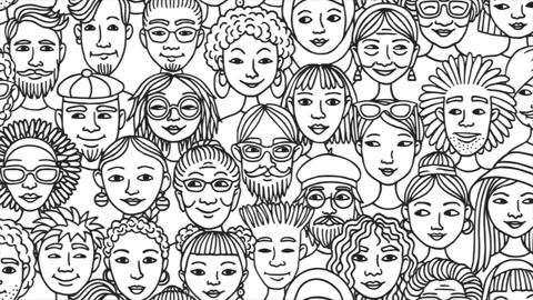 Looping Doodle Faces Animation - Minimal Black and White Line Art Stock-Footage 312253338