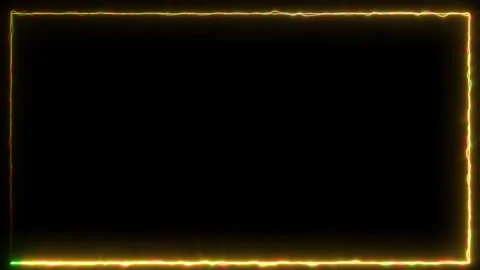 Looping Electric Colorful Glowing Rectangle Frame on Black background Stock Footage 245091354