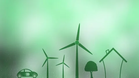 Looping environment icons symbol on green blurred background Stock Footage 339717896