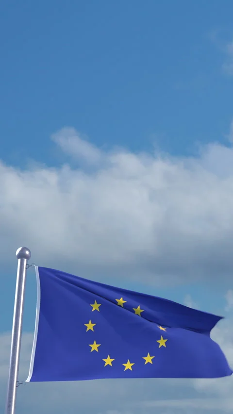 Looping European flag on flagpole Stock Footage 290880405