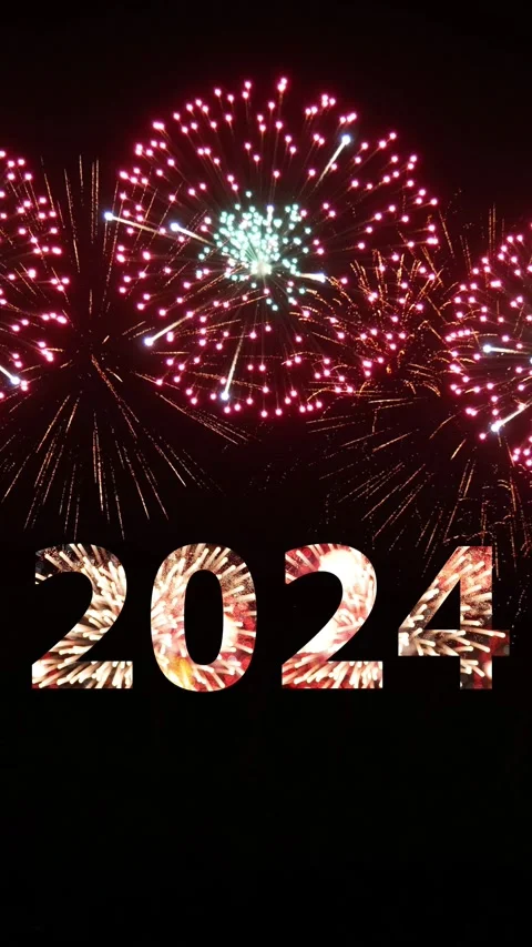 Looping firework of year 2024 greeting during new year eve countdown celebration Stock-Footage 255281045