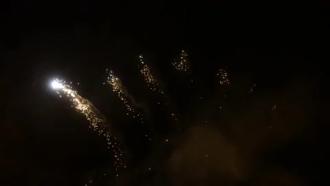 Looping Fireworks Display at Night, 4k, Slow Motion Stock Footage 170385160