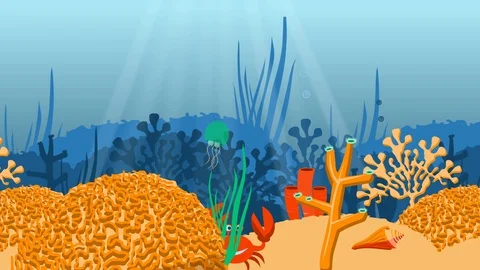 Looping  fish and corals cartoon 스톡 동영상 100194489