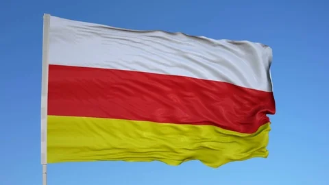 Looping flag for Alania on flag pole, blowing beautifully in the wind. Includes Stock Footage 79768374