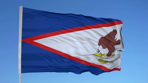 Looping flag for American Samoa on flag pole, blowing beautifully in the wind. Stock Footage 79770530