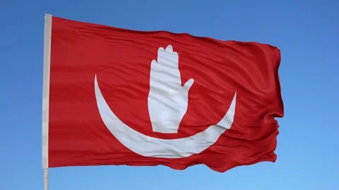 Looping flag for Anjouan on flag pole, blowing beautifully in the wind. Includes Stock-Footage 79774094