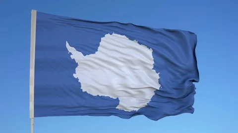 Looping flag for Antartica on flag pole, blowing beautifully in the wind. Vídeo Stock 79773896