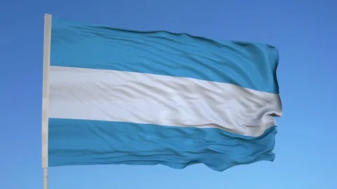 Looping flag for Argentina  on flag pole, blowing beautifully in the wind. Stock Footage 79756692