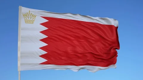 Looping flag for Bahrain on flag pole, blowing beautifully in the wind. Includes 스톡 동영상 79753872