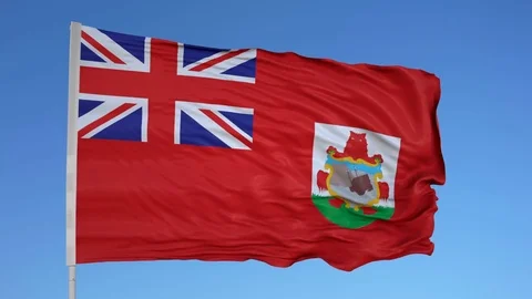 Looping flag for Bermuda on flag pole, blowing beautifully in the wind. Includes Stock Footage 79774242