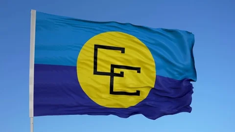 Looping flag for Caricom on flag pole, blowing beautifully in the wind. Includes 動画素材 79753589