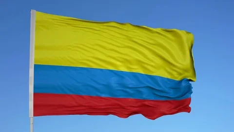 Looping flag for Colombia on flag pole, blowing beautifully in the wind. Stock Footage 79756842