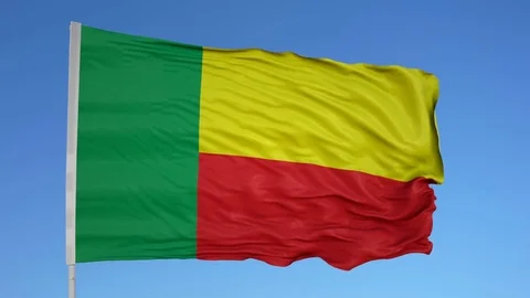 Looping flag for Dahomey on flag pole, blowing beautifully in the wind. Includes 動画素材 79769575