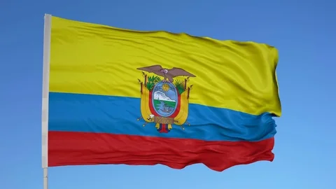 Looping flag for Ecuador  on flag pole, blowing beautifully in the wind. Vídeos de archivo 79768798