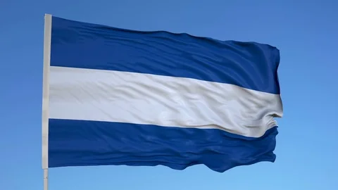 Looping flag for El Salvador  on flag pole, blowing beautifully in the wind. 스톡 동영상 79758433