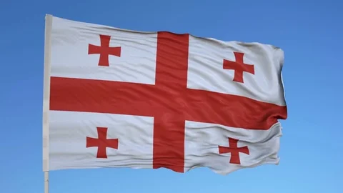 Looping flag for Georgia on flag pole, blowing beautifully in the wind. Includes Vídeos de archivo 79766092