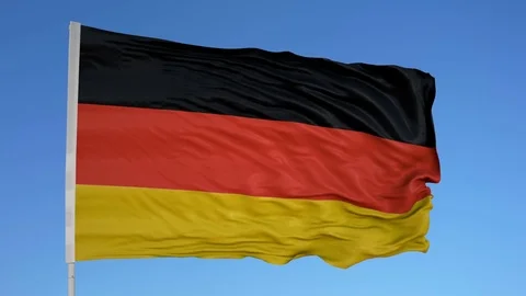 Looping flag for Germany  on flag pole, blowing beautifully in the wind. Vídeos de archivo 79776021