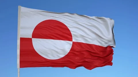 Looping flag for Greenland on flag pole, blowing beautifully in the wind. Stock Footage 79754257