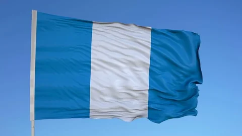 Looping flag for Guatemala  on flag pole, blowing beautifully in the wind. Stock Footage 79773266