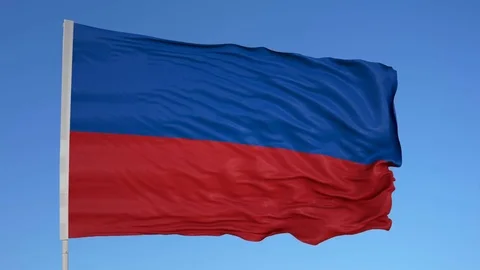 Looping flag for Haiti  on flag pole, blowing beautifully in the wind. Includes Vídeo Stock 79753196