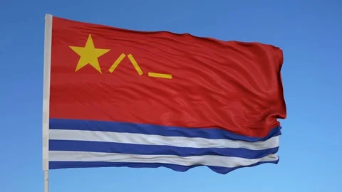 Looping flag for Hong Kong on flag pole, blowing beautifully in the wind. Stock Footage 79772419