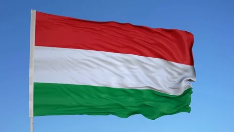 Looping flag for Hungary on flag pole, blowing beautifully in the wind. Includes 動画素材 79756899
