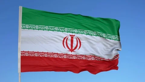 Looping flag for Iran on flag pole, blowing beautifully in the wind. Includes 動画素材 79765722