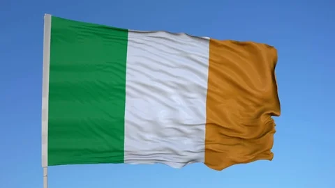 Looping flag for Ireland on flag pole, blowing beautifully in the wind. Includes Vídeos de archivo 79773357